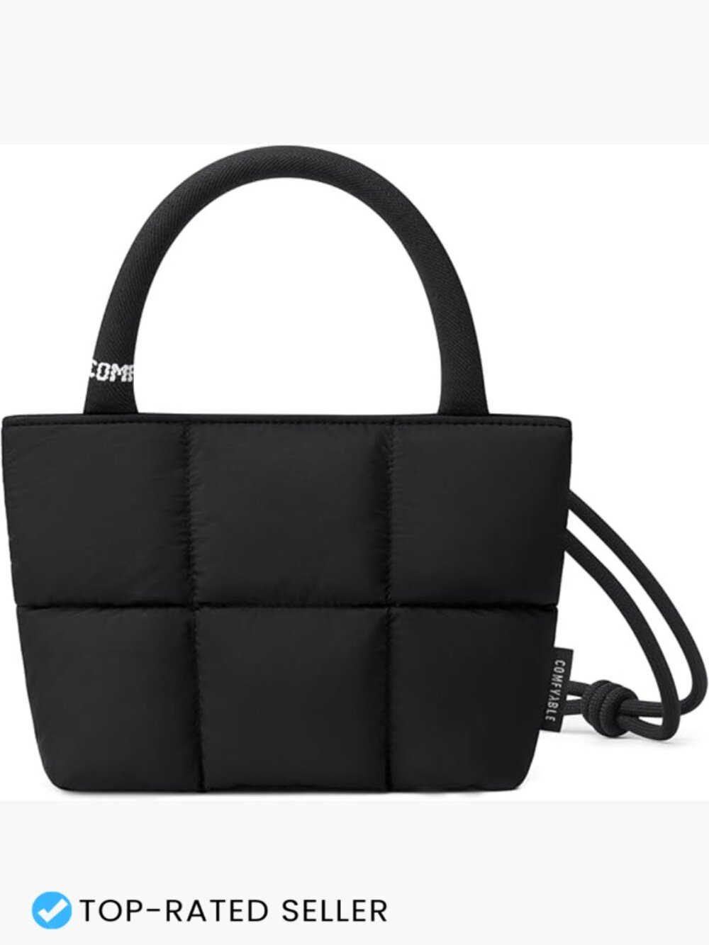 Quilted Crossbody Bag Puffy Purse Top Handle Small Satchel Adjustable Strap